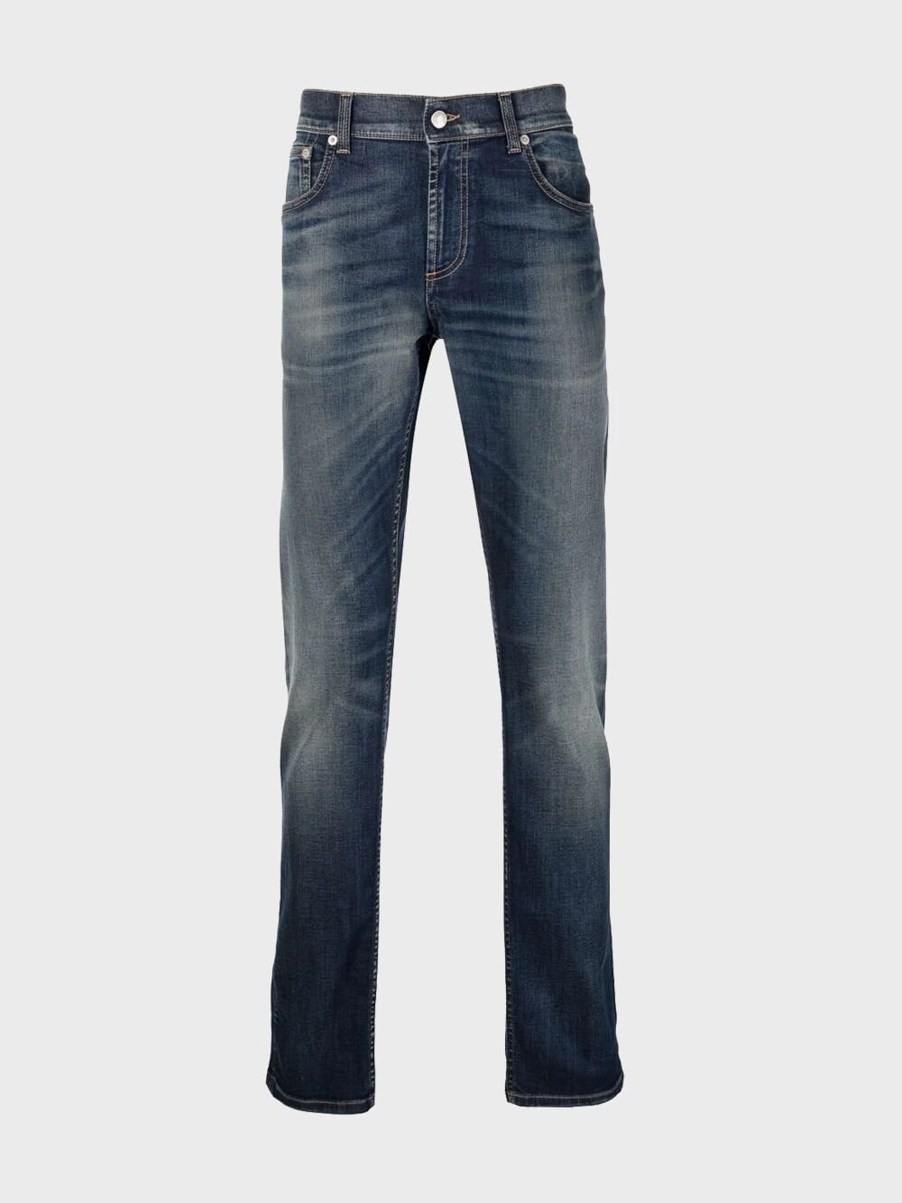 Blue Washed Straight Jeans Bottoms Mens - men's trousers outlet