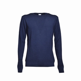 Blue Wool Crewneck Sweater designer sweaters outlet