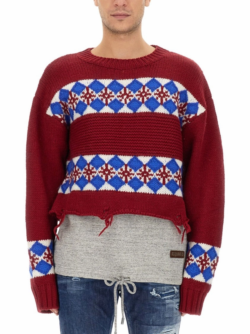 Bold Jacquard Knit Sweater designer sweaters outlet