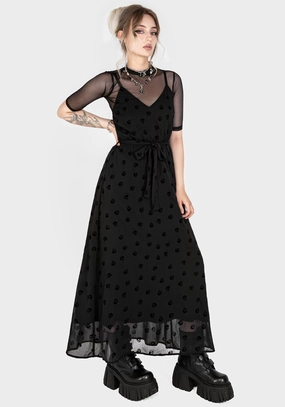 Bones Flocked Chiffon Maxi Cami Dress Dresses Womens - women's dresses clearance
