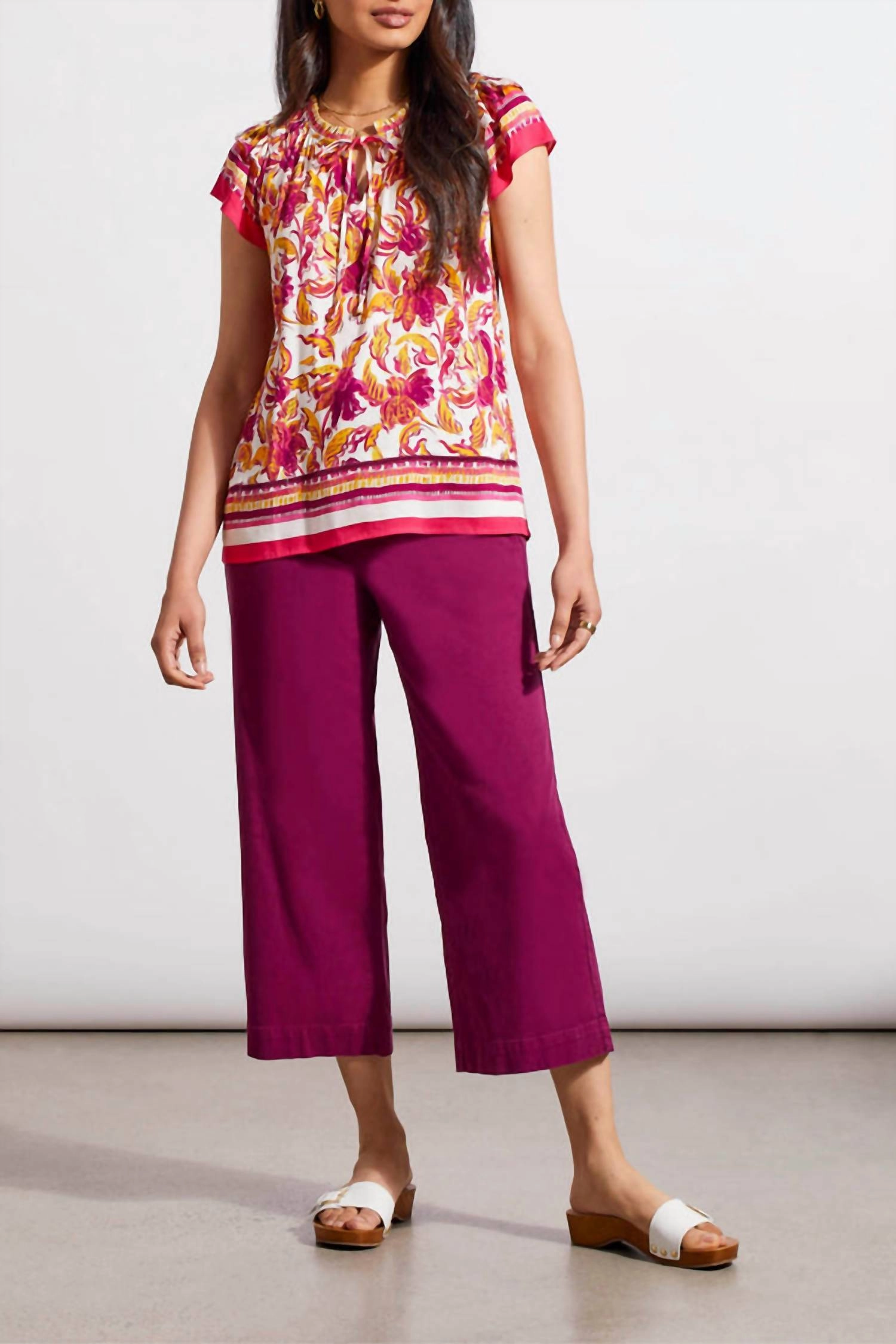 Border Print Blouse In Limoncello Pink