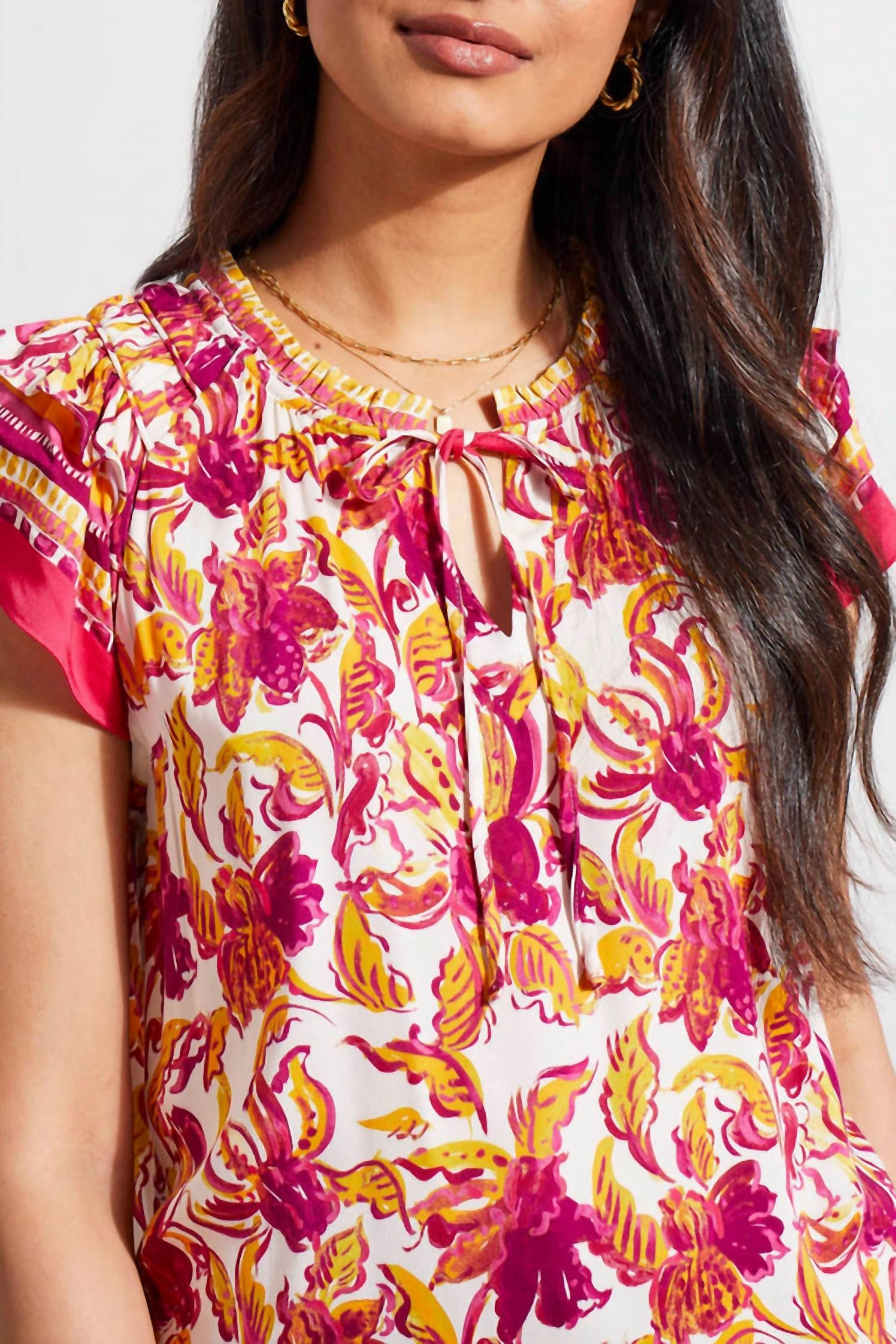 Border Print Blouse In Limoncello Pink