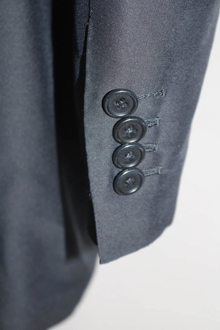 Borrelli Mens Two Button Notched Collar Blazer Jacket Black Wool