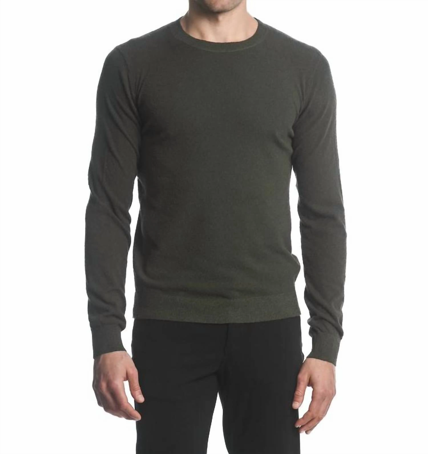 Boucle Knitted Crew Sweater In Olive turtleneck sweaters sale