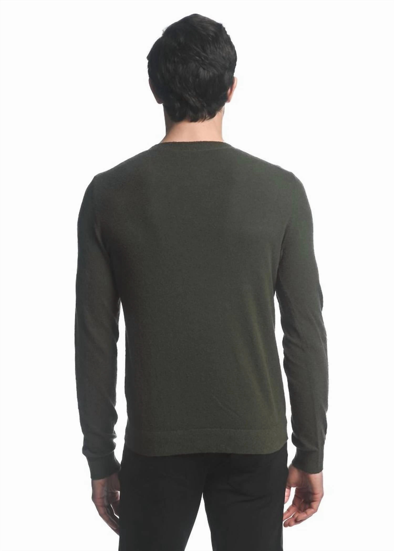 Boucle Knitted Crew Sweater In Olive