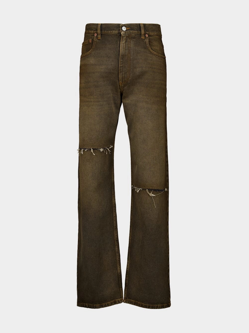 Brown Distressed 5-Pocket Cotton Jeans Bottoms Mens - cheap mens shorts online