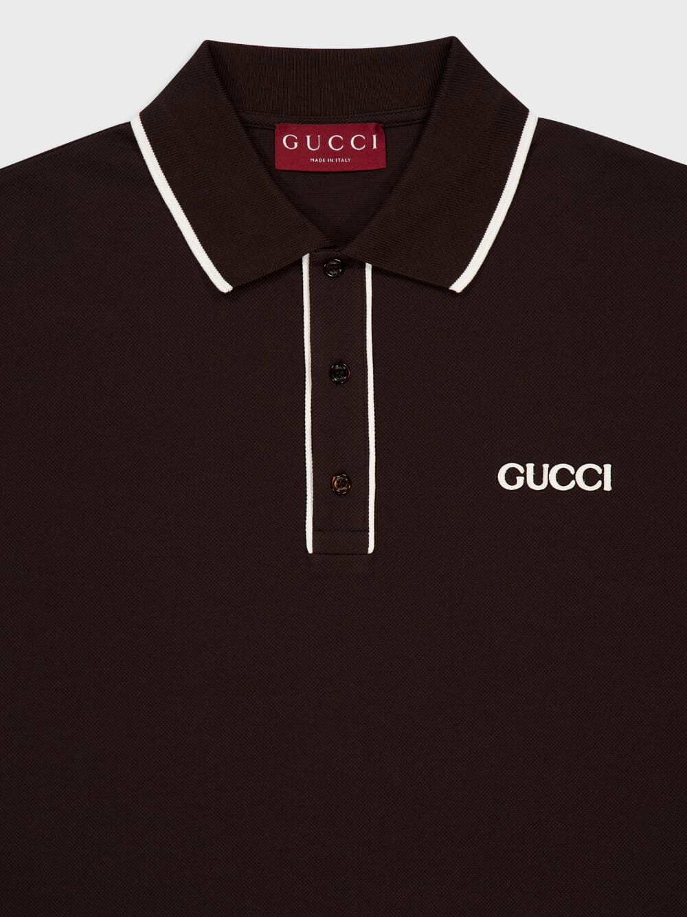 Brown Embroidered Cotton Piqu Polo Shirt