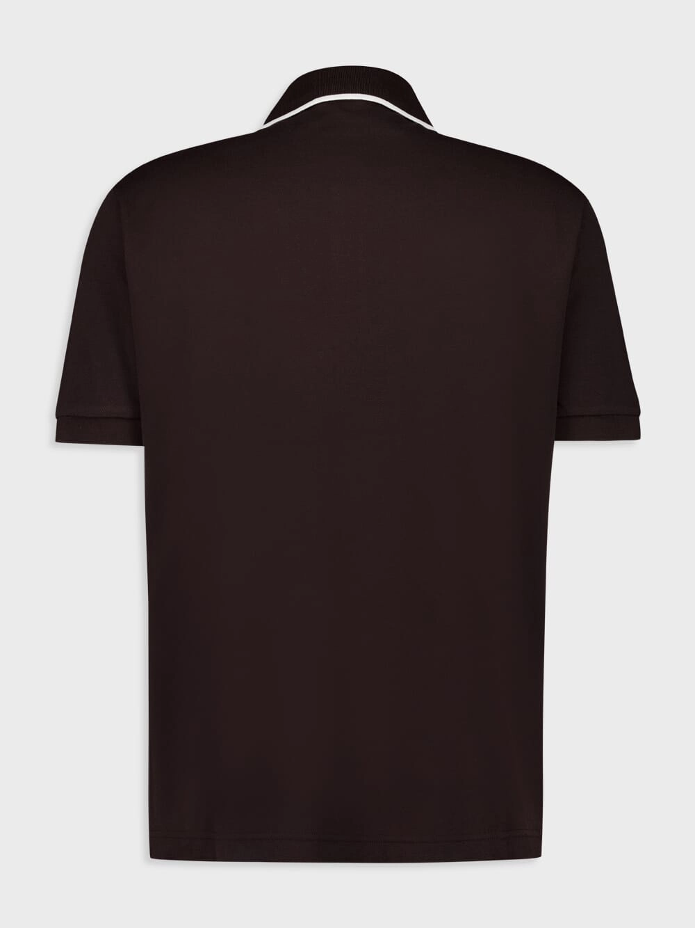 Brown Embroidered Cotton Piqu Polo Shirt