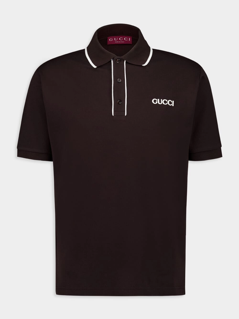 Brown Embroidered Cotton Piqu Polo Shirt Tops Mens - men's t-shirts outlet