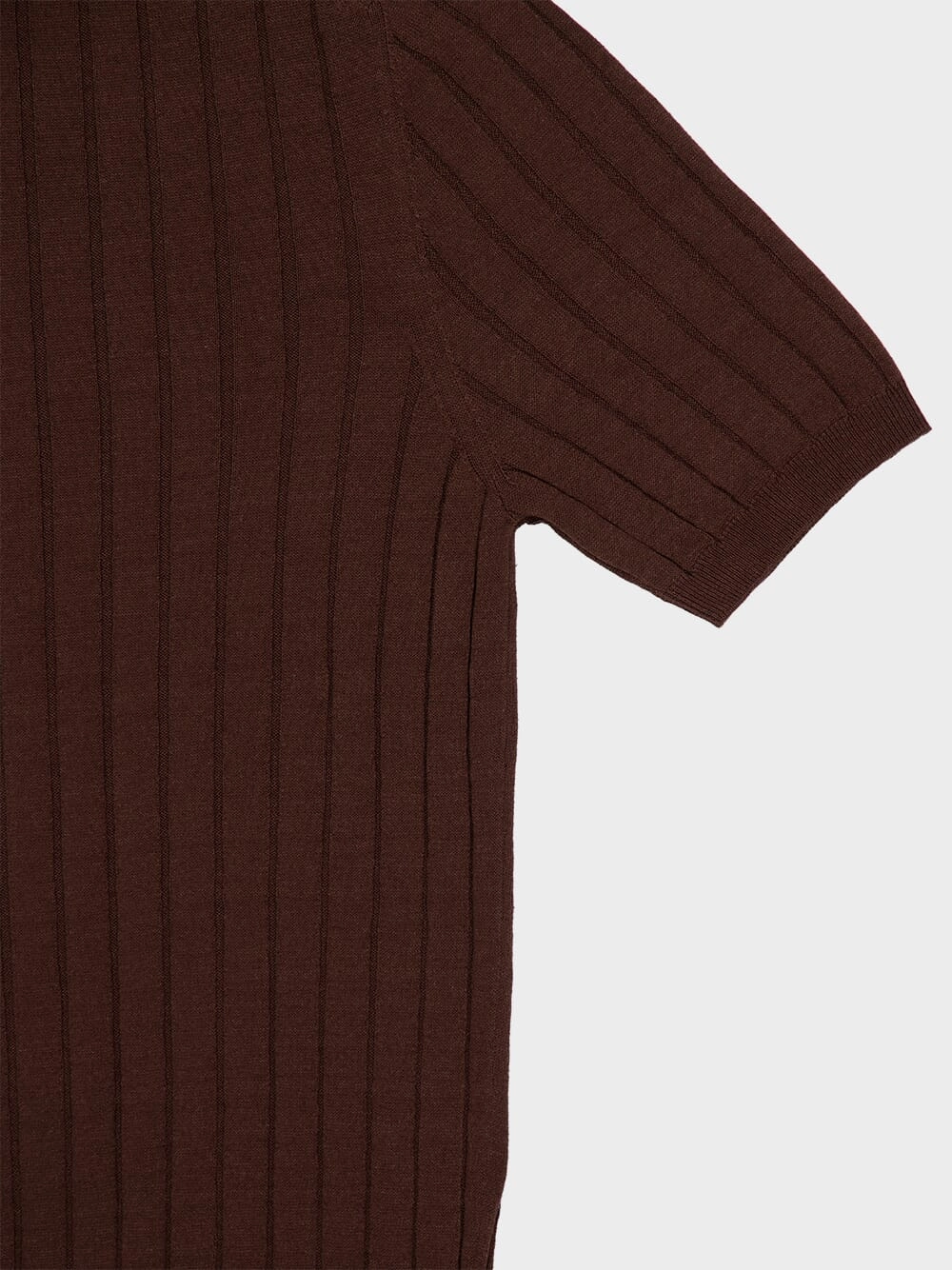 Brown Ribbed Linen-Cotton Polo Shirt
