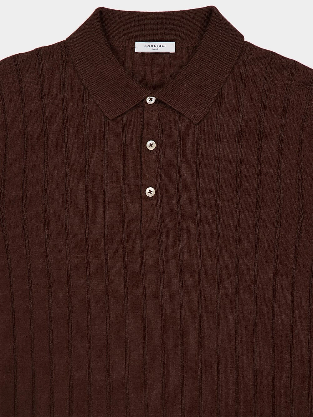 Brown Ribbed Linen-Cotton Polo Shirt