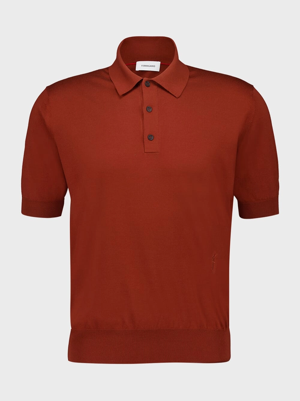 Brown Silk Cotton Knit Polo Tops Mens - men's t-shirts outlet