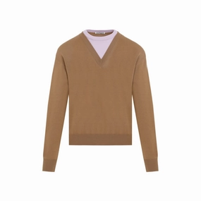 Brown Virgin Wool Pullover designer sweaters outlet