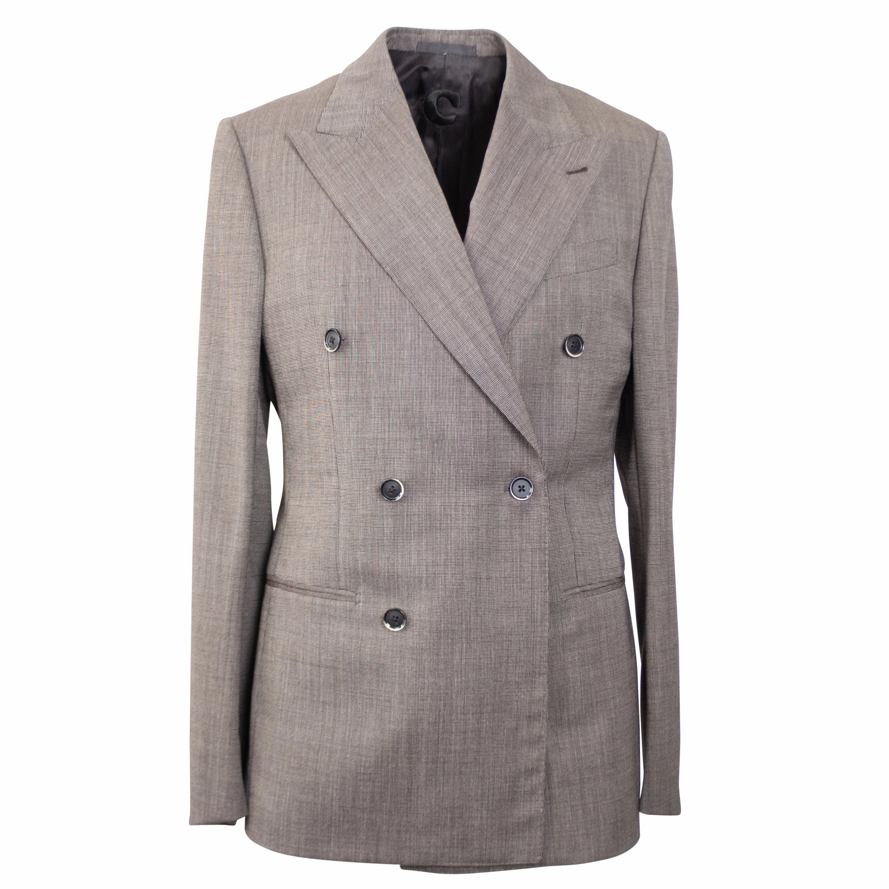 Brown Wool Blend Double Breasted Suit