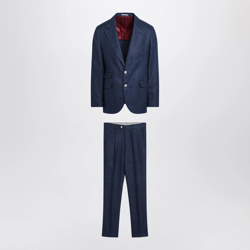 Brunello Cucinelli Men's Indigo-Colo Linen Blend Suit
