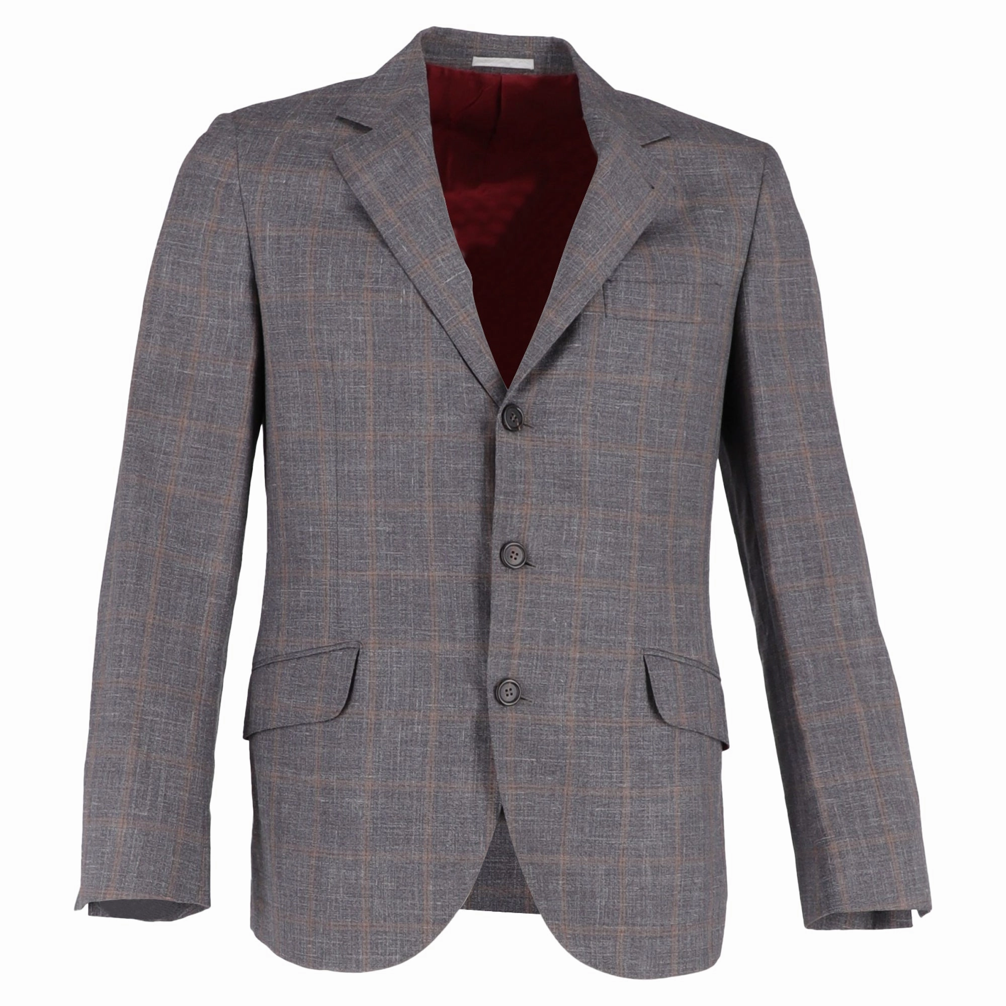 Brunello Cucinelli Plaid Blazer in Grey Wool