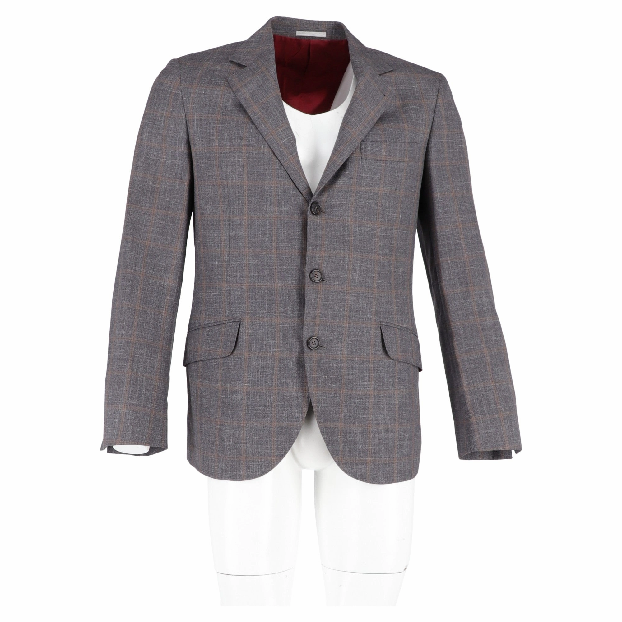 Brunello Cucinelli Plaid Blazer in Grey Wool