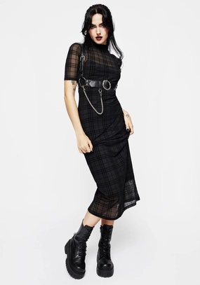 Buffy Flocked Velour Check Mesh Bodycon Midaxi Dress Dresses Womens - women's dresses clearance