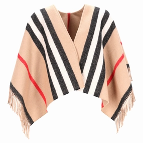 Burberry Medium Stripe Equestrian Cape in Multicolor Wool knit sweaters cheap