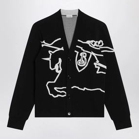 Burberry Men's Chalk Cardigan With Ekd cashmere sweaters sale