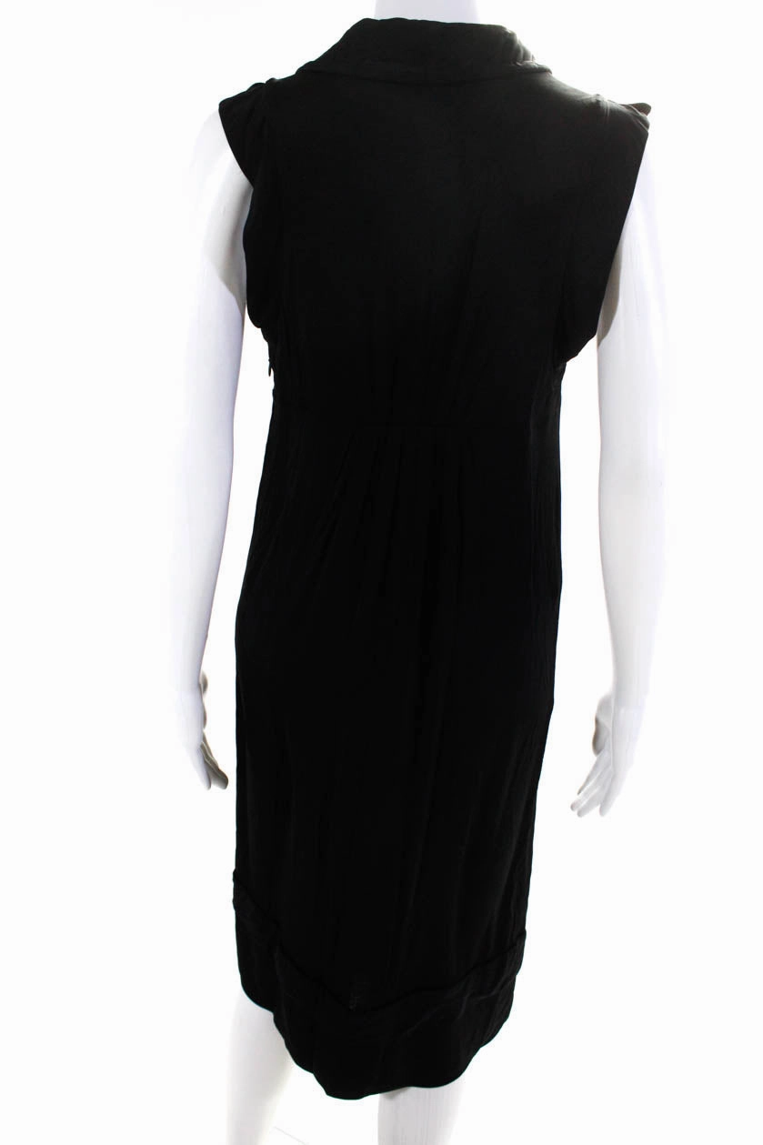Burberry Womens Jersey Knit V-Neck Sleeveless Knee-Length Dress Black