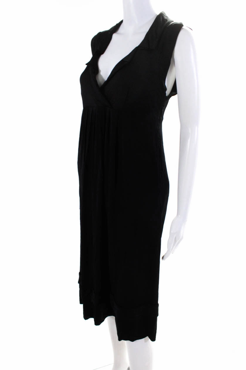 Burberry Womens Jersey Knit V-Neck Sleeveless Knee-Length Dress Black