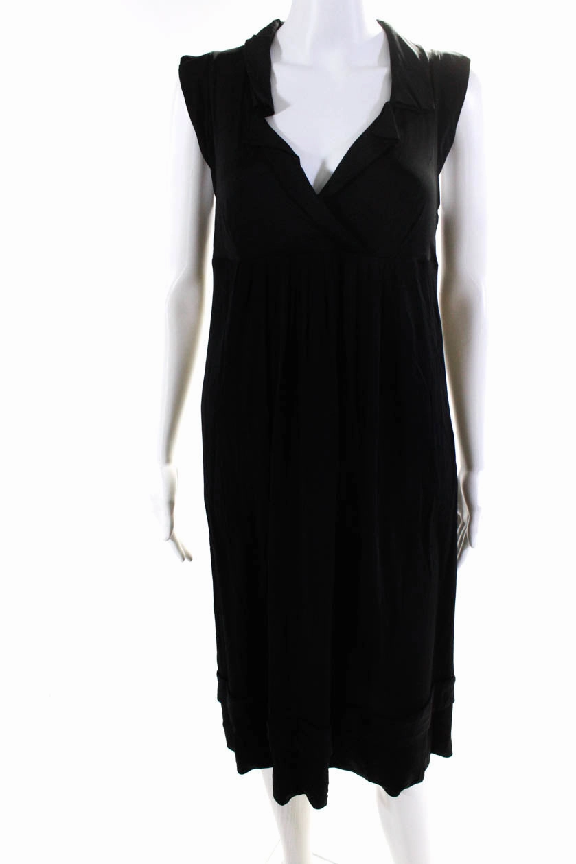 Burberry Womens Jersey Knit V-Neck Sleeveless Knee-Length Dress Black