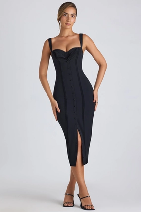 Button-Detail Midaxi Dress in Black Dresses - dresses on sale