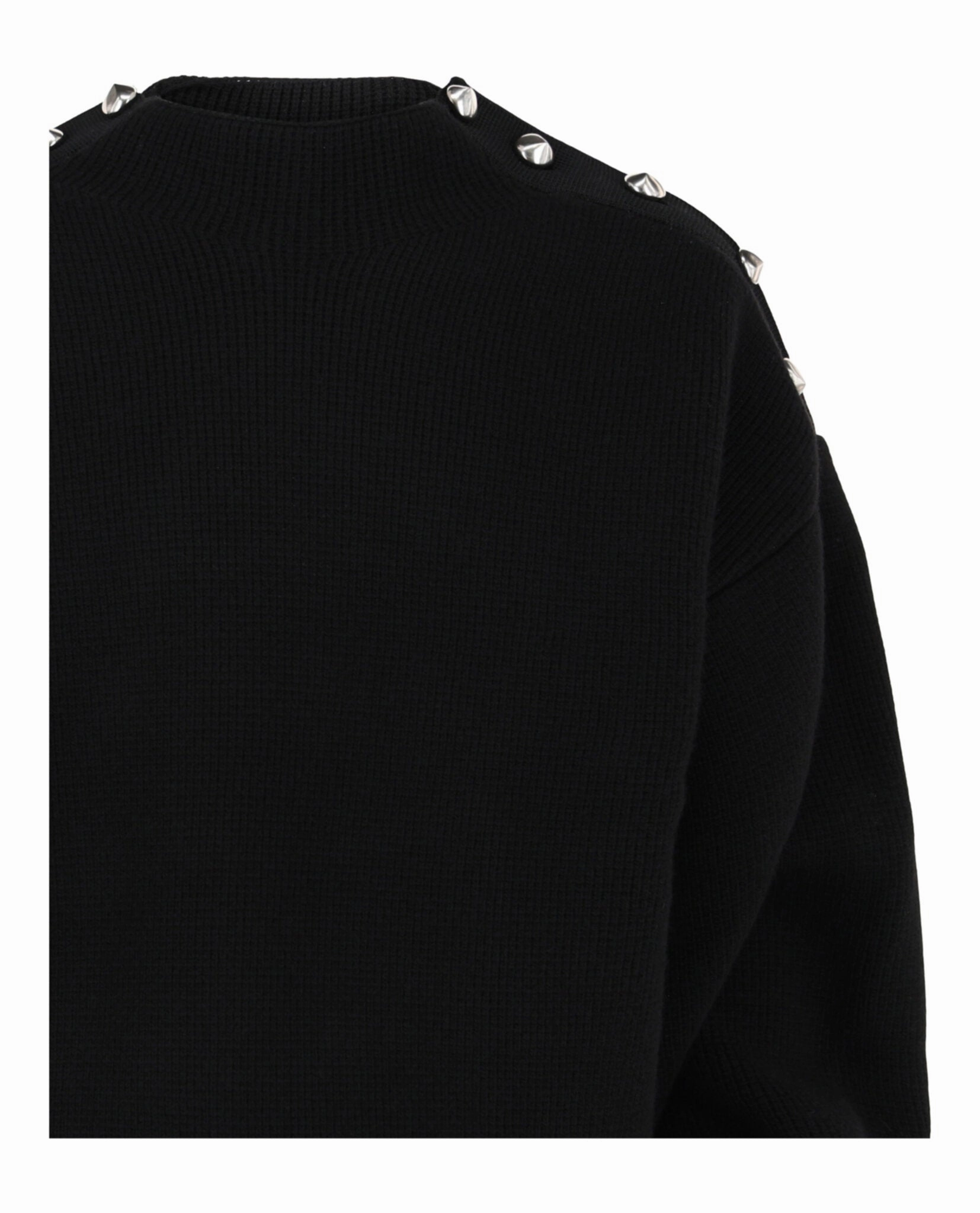 Cable-Knit Metal Button Sweater