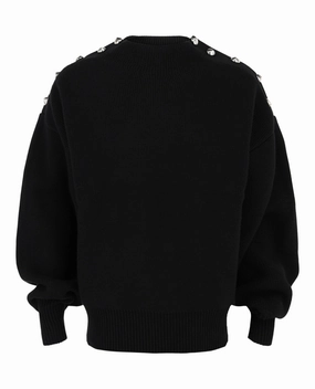Cable-Knit Metal Button Sweater knit sweaters cheap