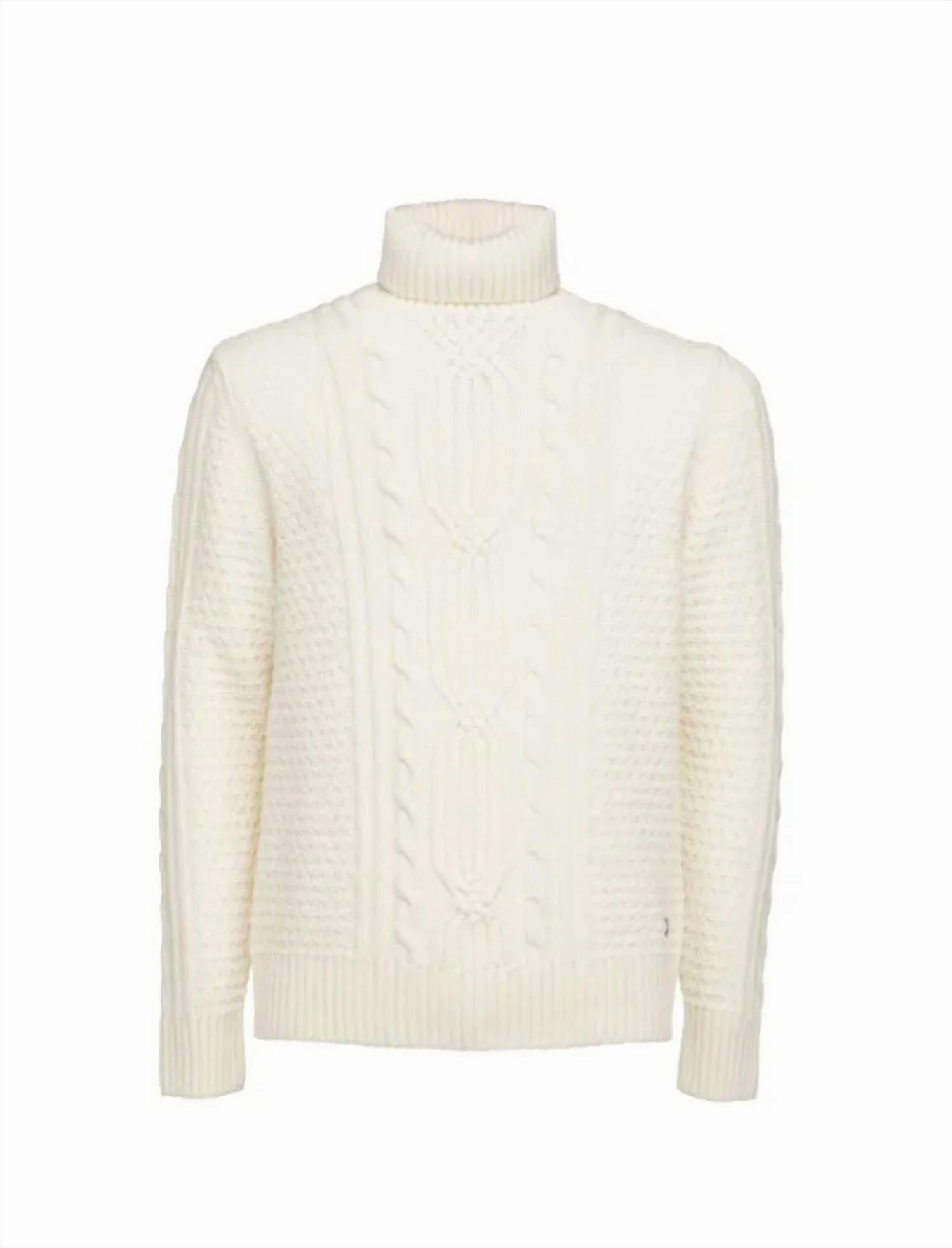 Cable Turtleneck Sweater In Ivory knit sweaters cheap