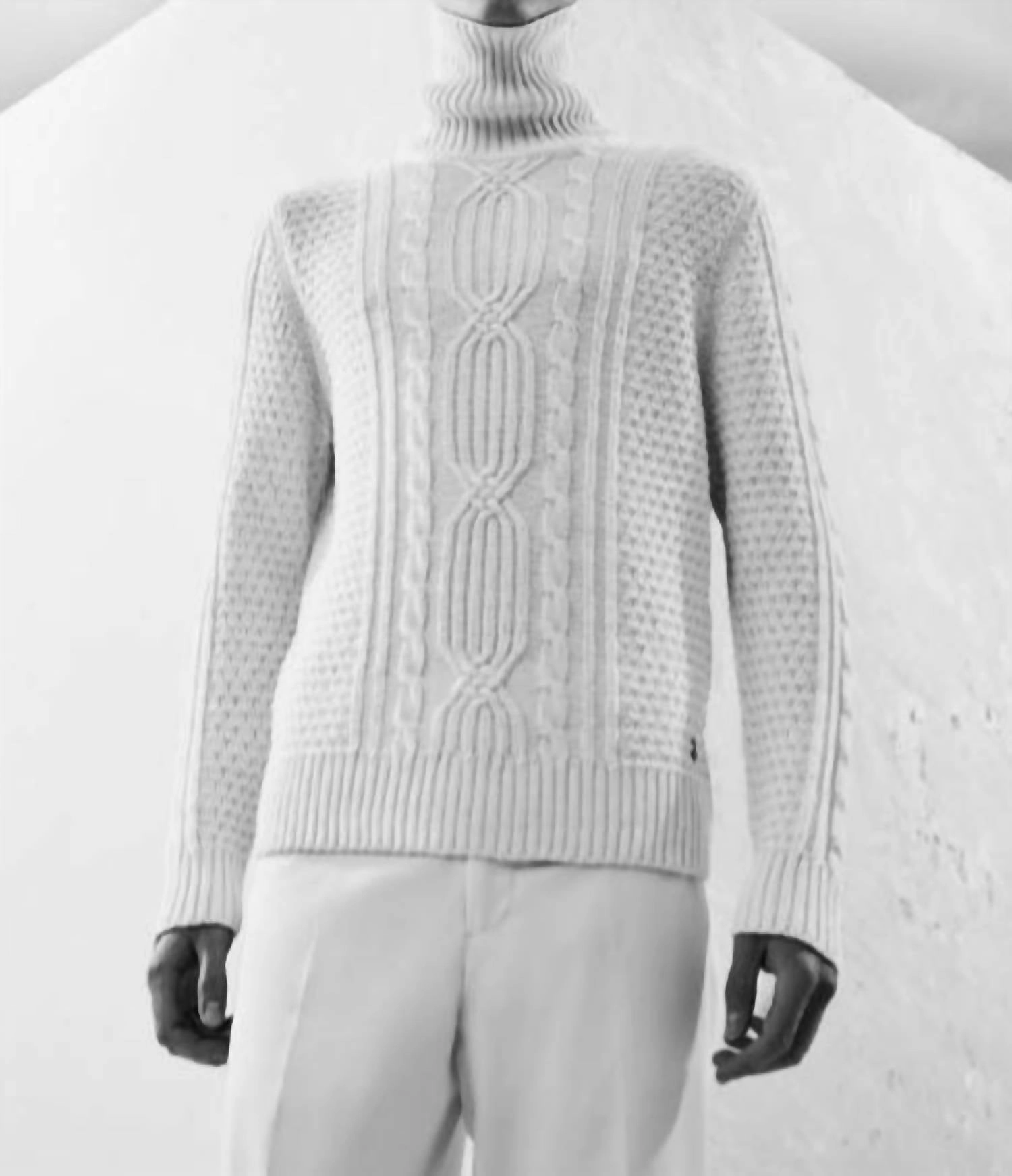 Cable Turtleneck Sweater In Ivory