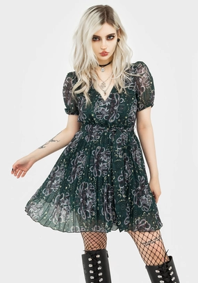 Cailleach Puff Sleeve Pleated Mini Dress Dresses Womens - women's dresses clearance