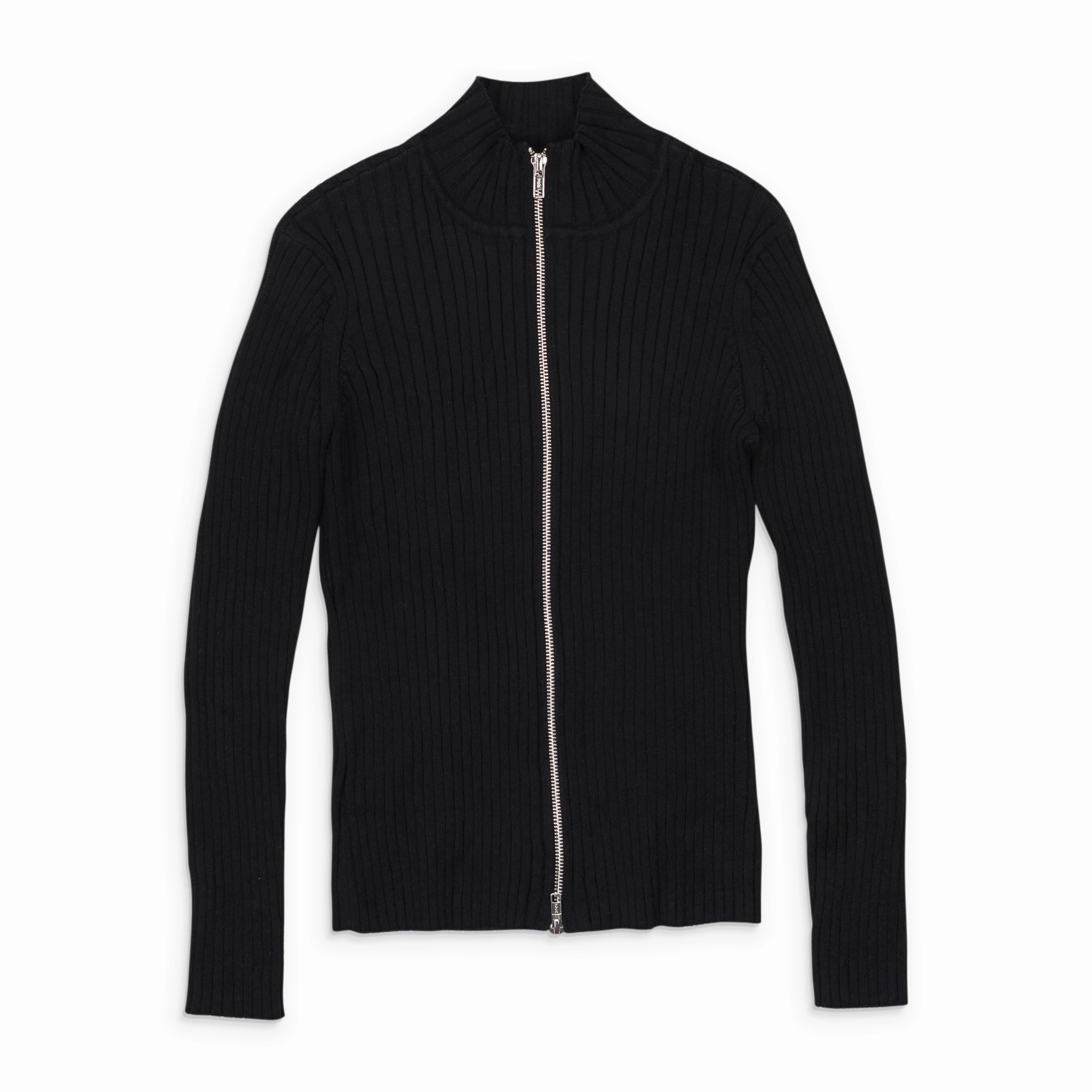 CALLIPYGIAN MOCK NECK BLACK ZIP-UP SHIRT