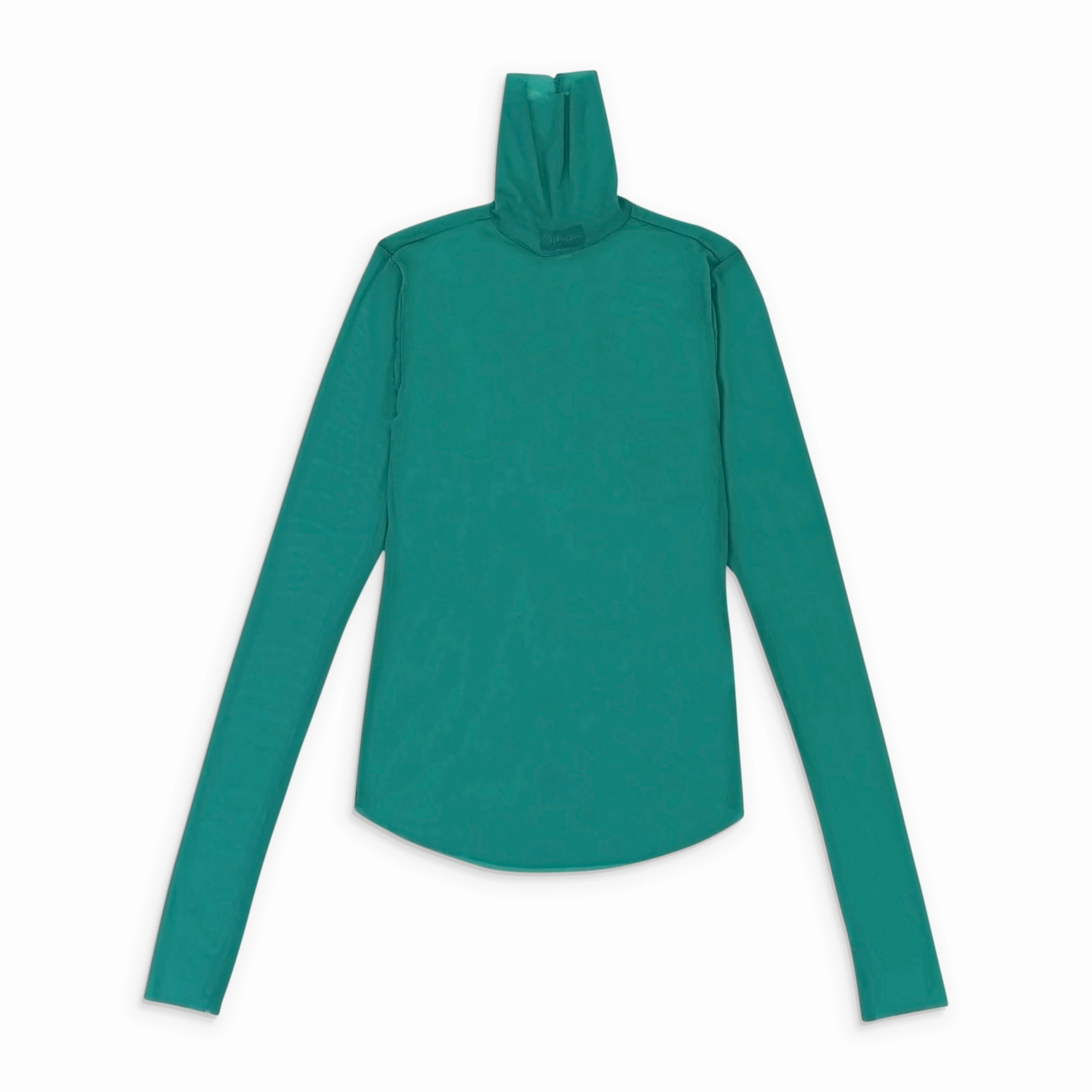 CALLIPYGIAN SOLID MESH JADE GREEN TURTLENECK