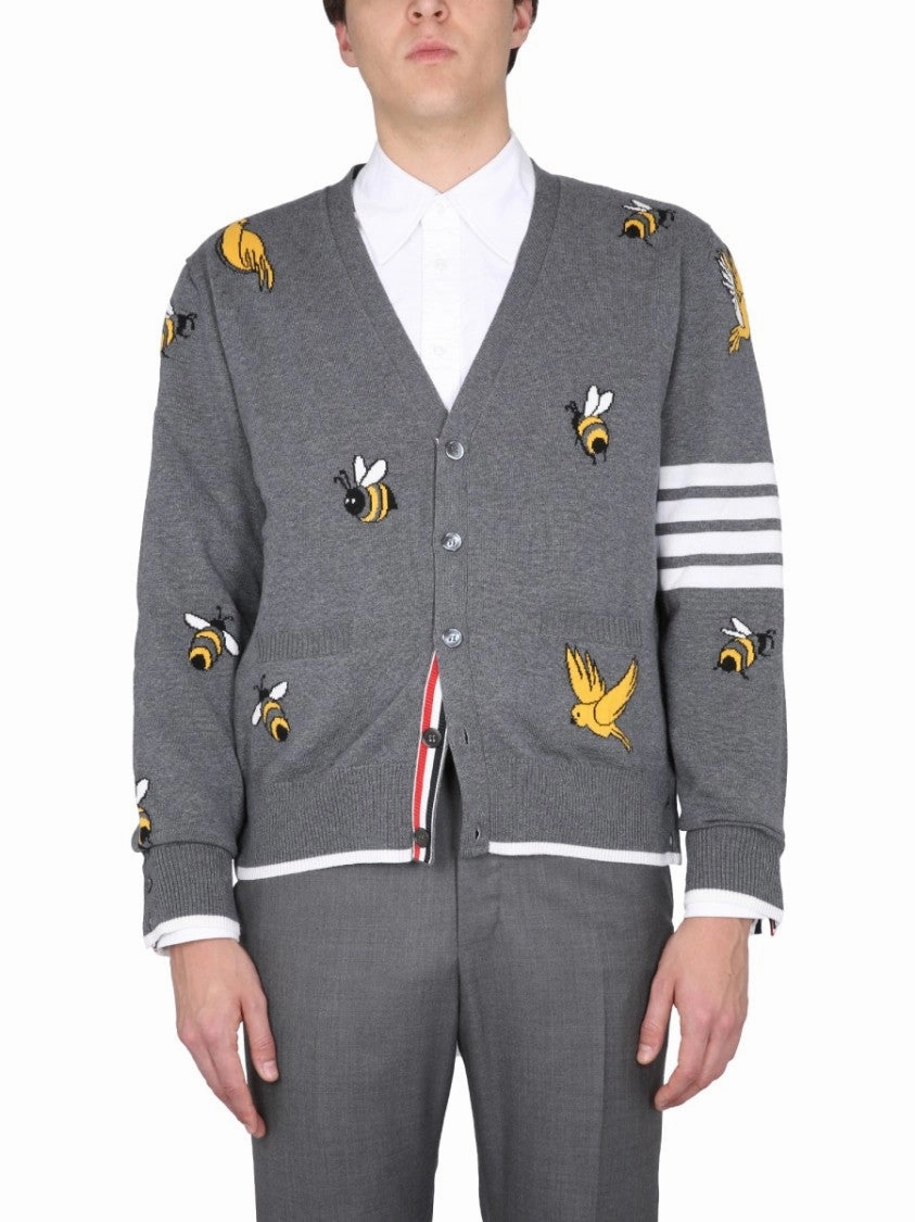 Cardigan With Birds And Bees Inlays designer sweaters outlet