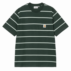Carhartt WIP S/S Aiken Pocket T-Shirt Aiken Stripe / Conifer henley shirts online