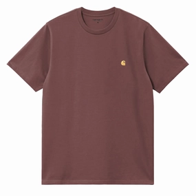 Carhartt WIP S/S Chase T-Shirt Dusky Pink / Gold henley shirts online