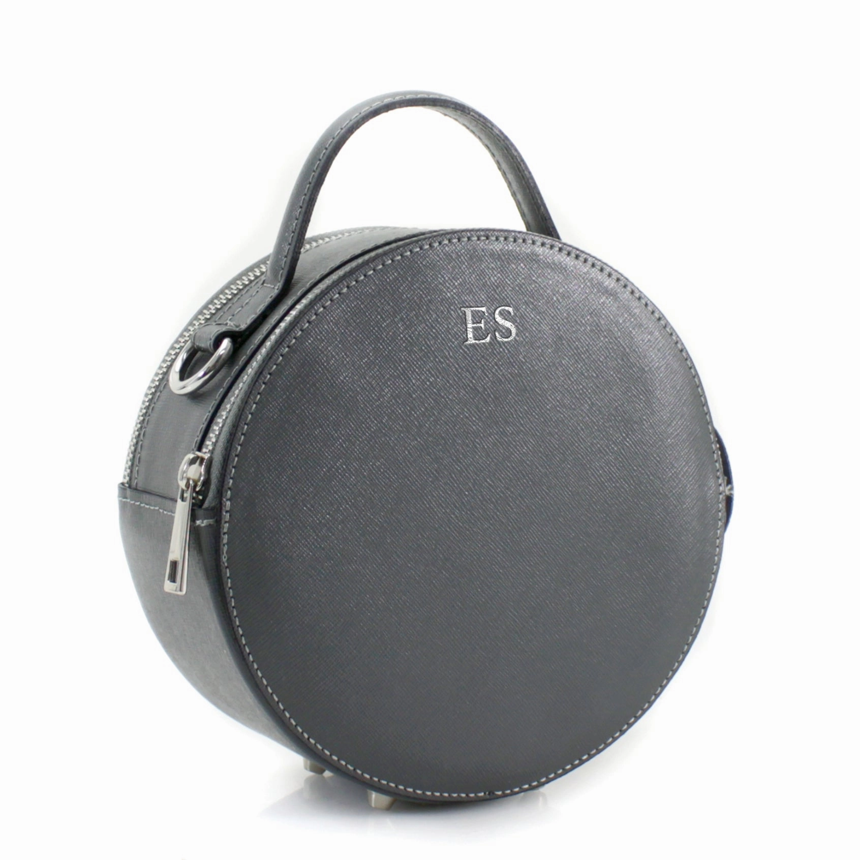Carnaby Of London Carrie Silver Embossed Leather Circle Bag