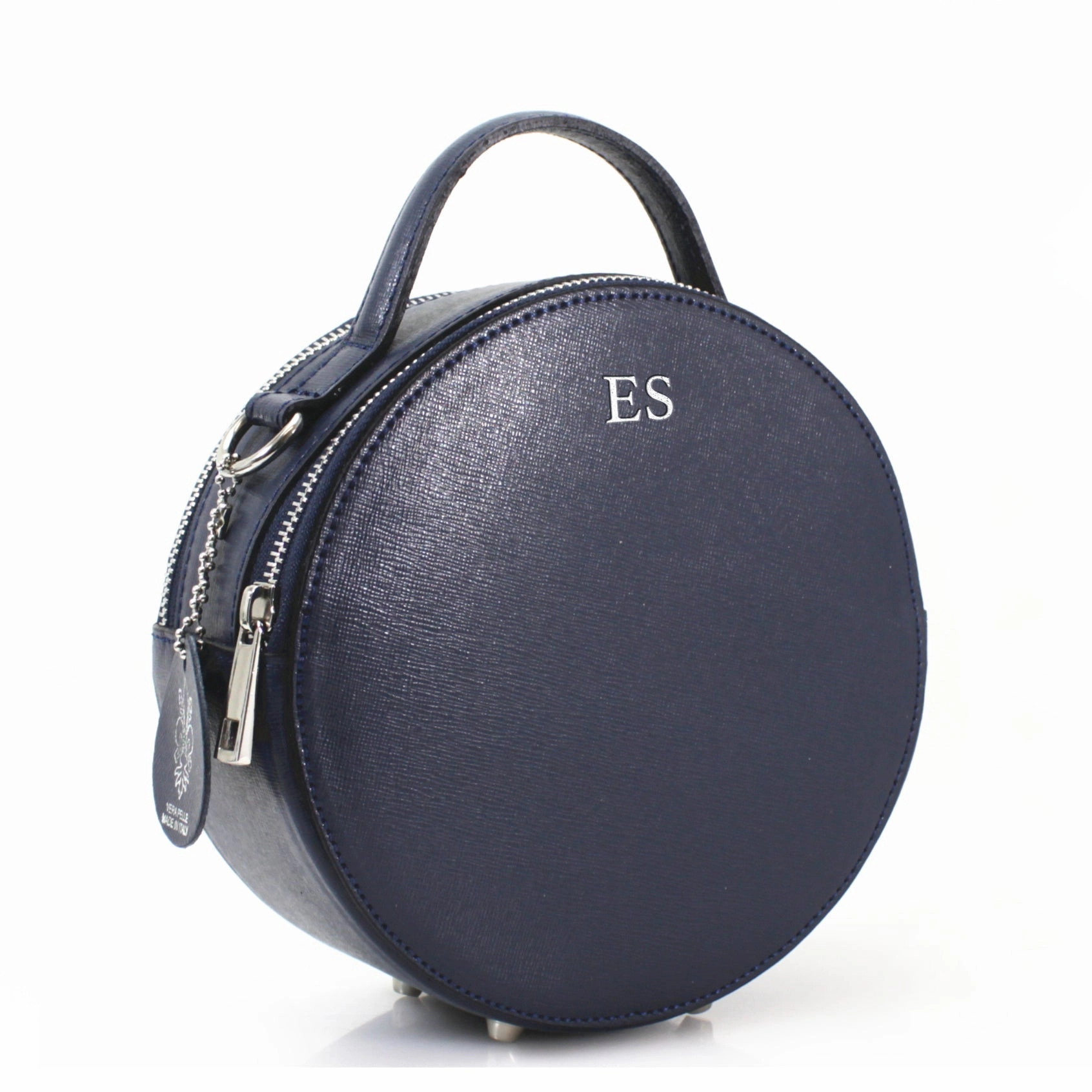 Carnaby Of London Carrie Silver Embossed Leather Circle Bag
