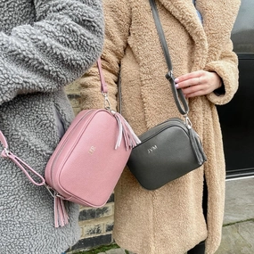 Carnaby Of London Embossed Initial Gold Leather Crossbody Bag Holiday Collection - holiday outfits clearance