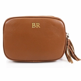Carnaby Of London Embossed Initial Gold Leather Crossbody Bag Holiday Collection - holiday outfits clearance