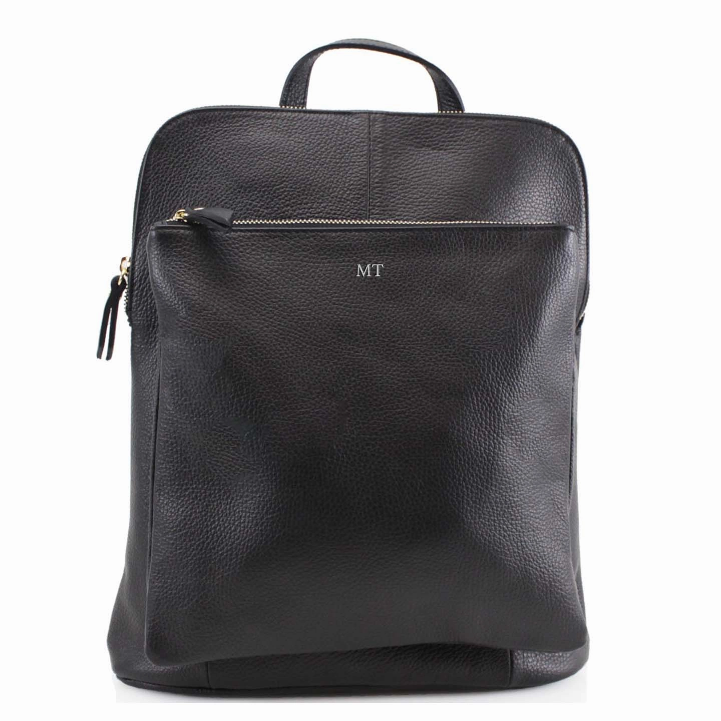 Carnaby Of London Embossed Initial Leather Backpack