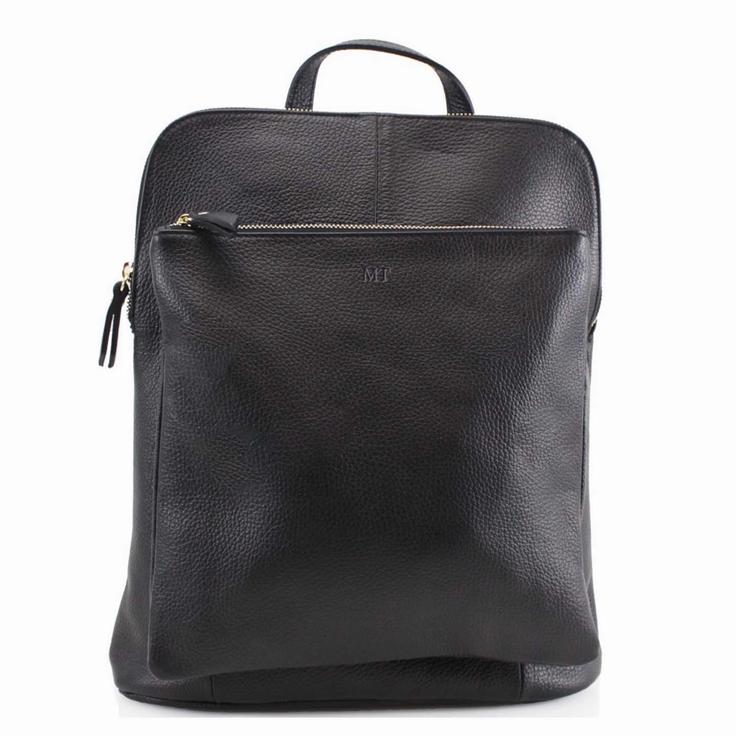 Carnaby Of London Embossed Initial Leather Backpack