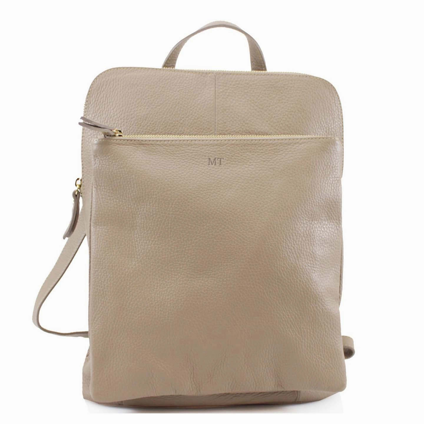 Carnaby Of London Embossed Initial Leather Backpack