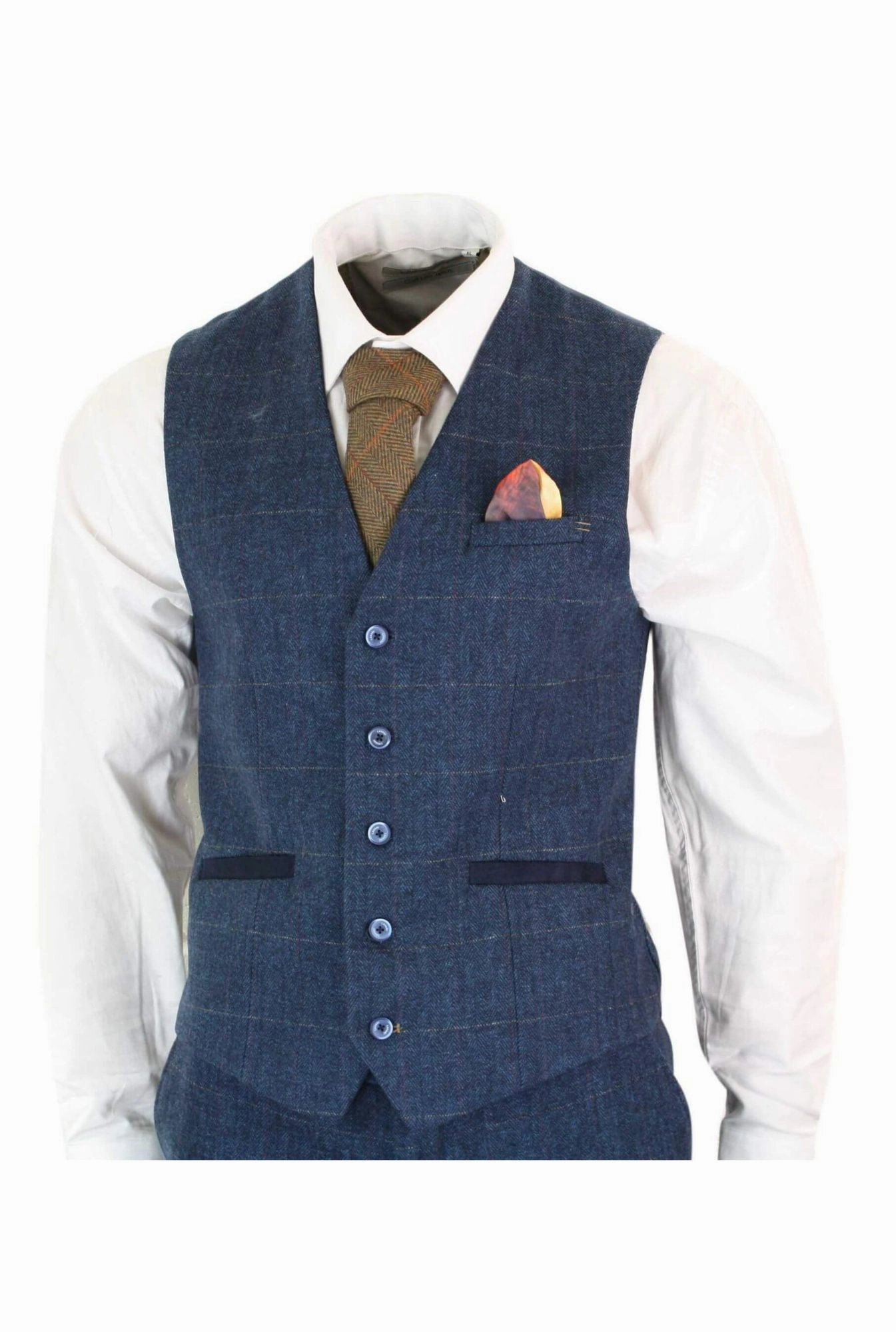 Carnegi 3 Piece Navy Blue Suit Check Tweed