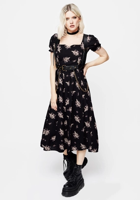 Carrion Puff Sleeve Midi Dress Dresses Womens - women's dresses clearance