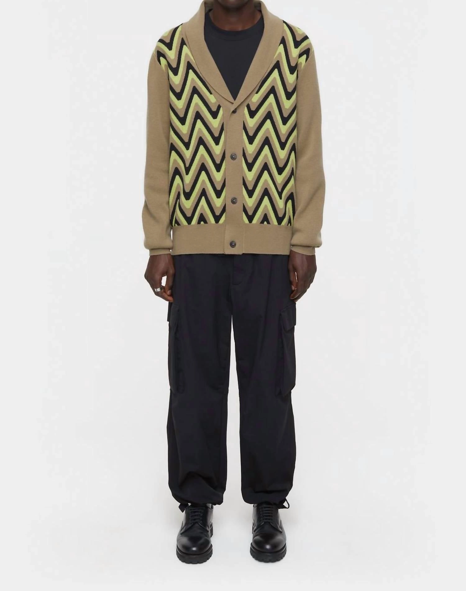 Cashmere Mix Cardigan In Primary Yellow