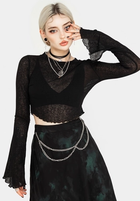 Cassia Jersey Mesh Crop Top Tops Womens - women's blouses clearance