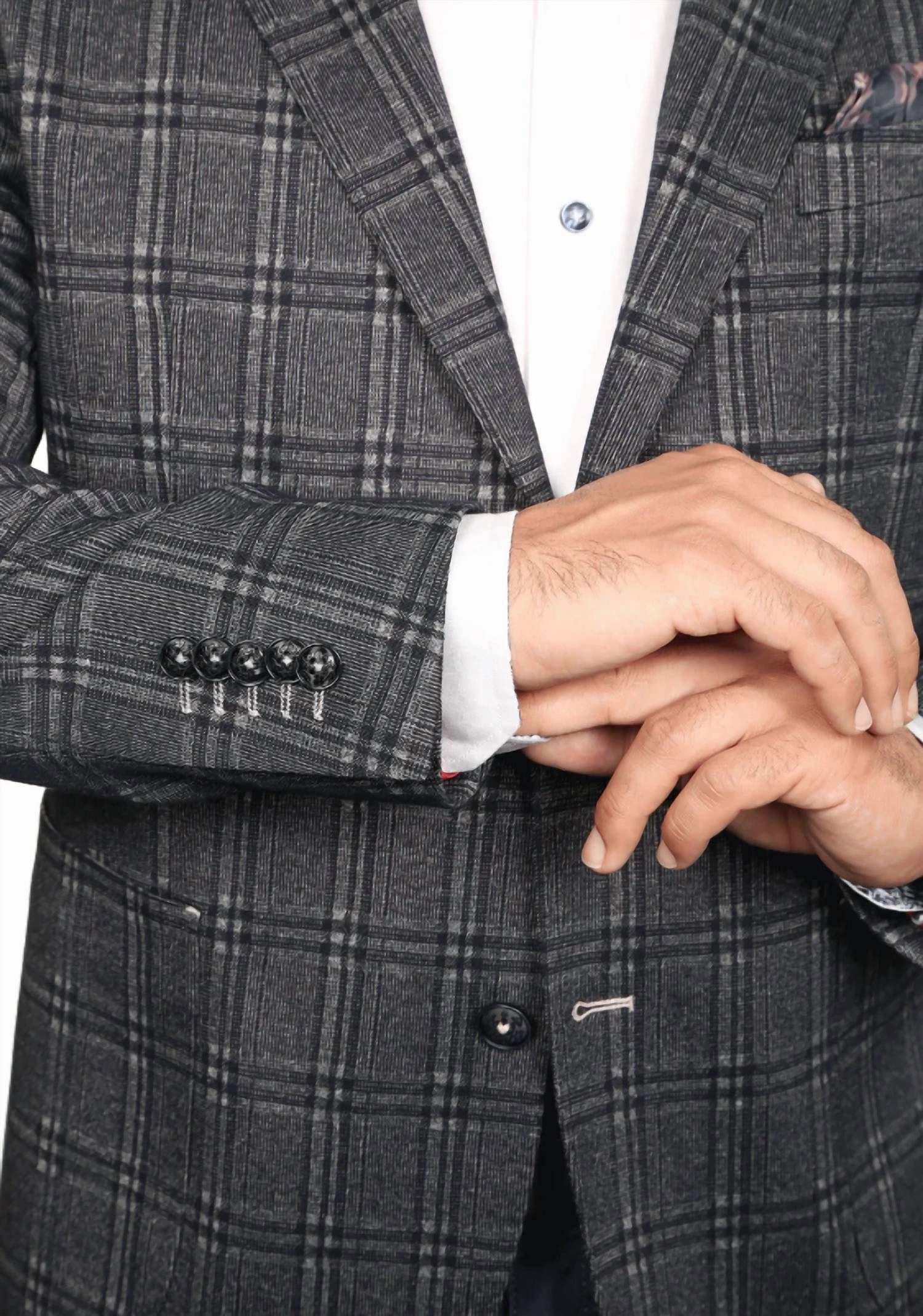 Chad Sport Jacket In Gray With Blue Plaid